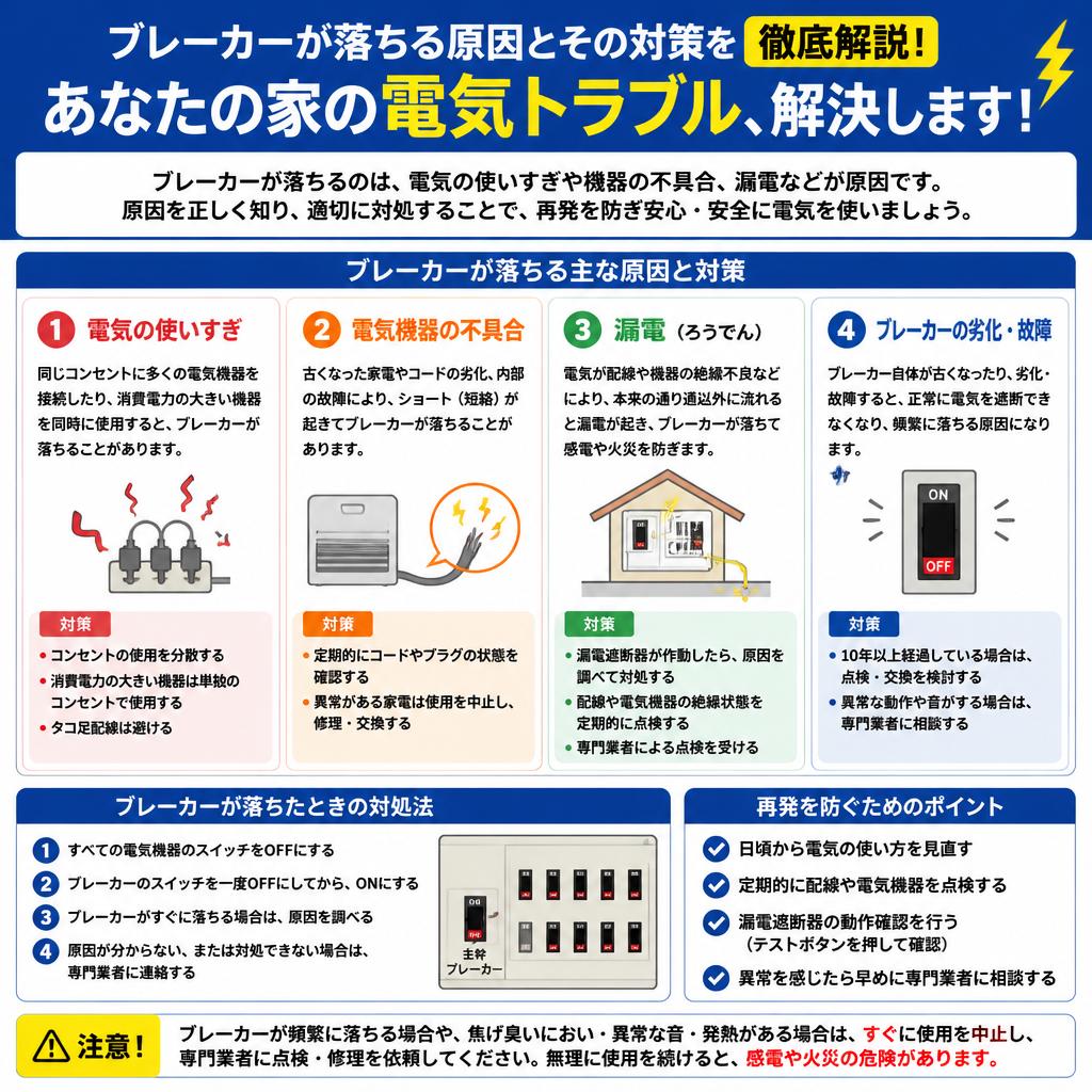 ブレーカーが落ちる原因とその対策を徹底解説！あなたの家の電気トラブル、解決します！