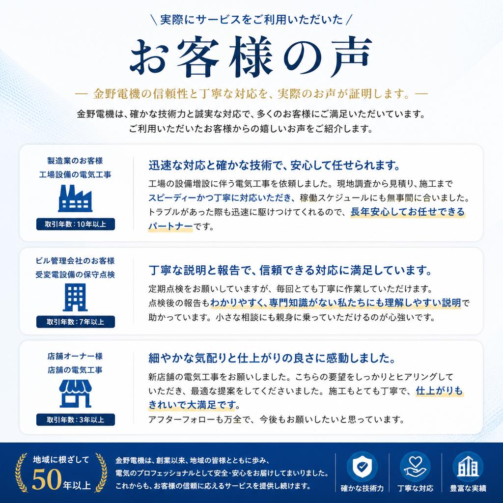 お客様の声: 安心と信頼の実績