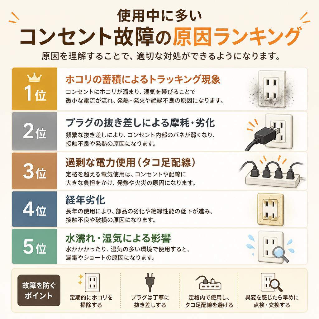 2. よくあるコンセント故障の原因